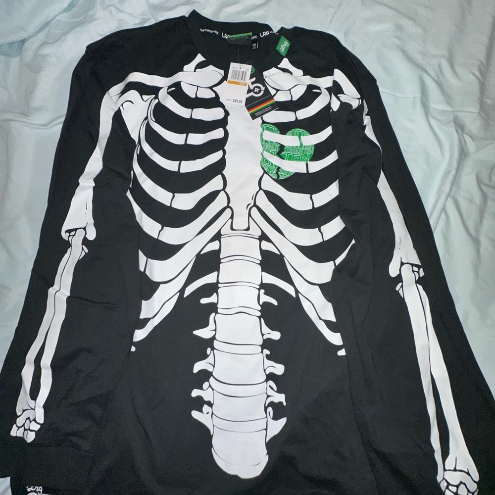 LRG Black and White Skeleton Long Sleeve Tee